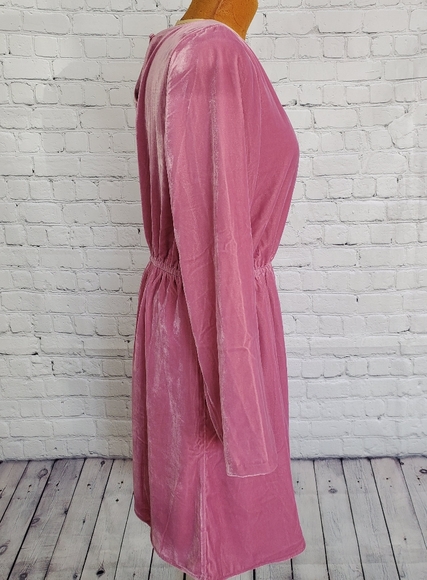 J Crew Rose Velvet Dress Tulip Hem Pink Velvet - Picture 3 of 8